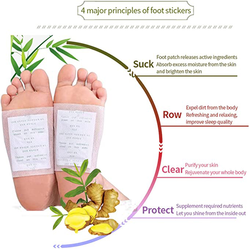 Detox Foot Patch - แผ่นแปะเท้าดีท็อกซ์ 10 ชิ้น แผ่นแปะเท้าขิงแก้บวม สมุนไพรธรรมชาติ ขจัดสารพิษ