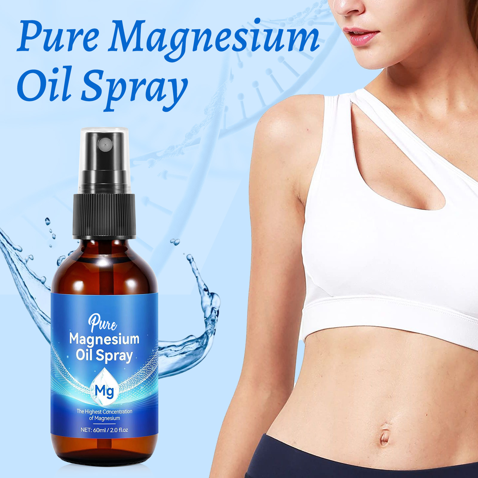 Bath Salts Magnesium - น้ำมันแมกนีเซียมธรรมชาติ 60 มล. - ความเข้มข้นของแร่ธาตุสูงสุด 10%