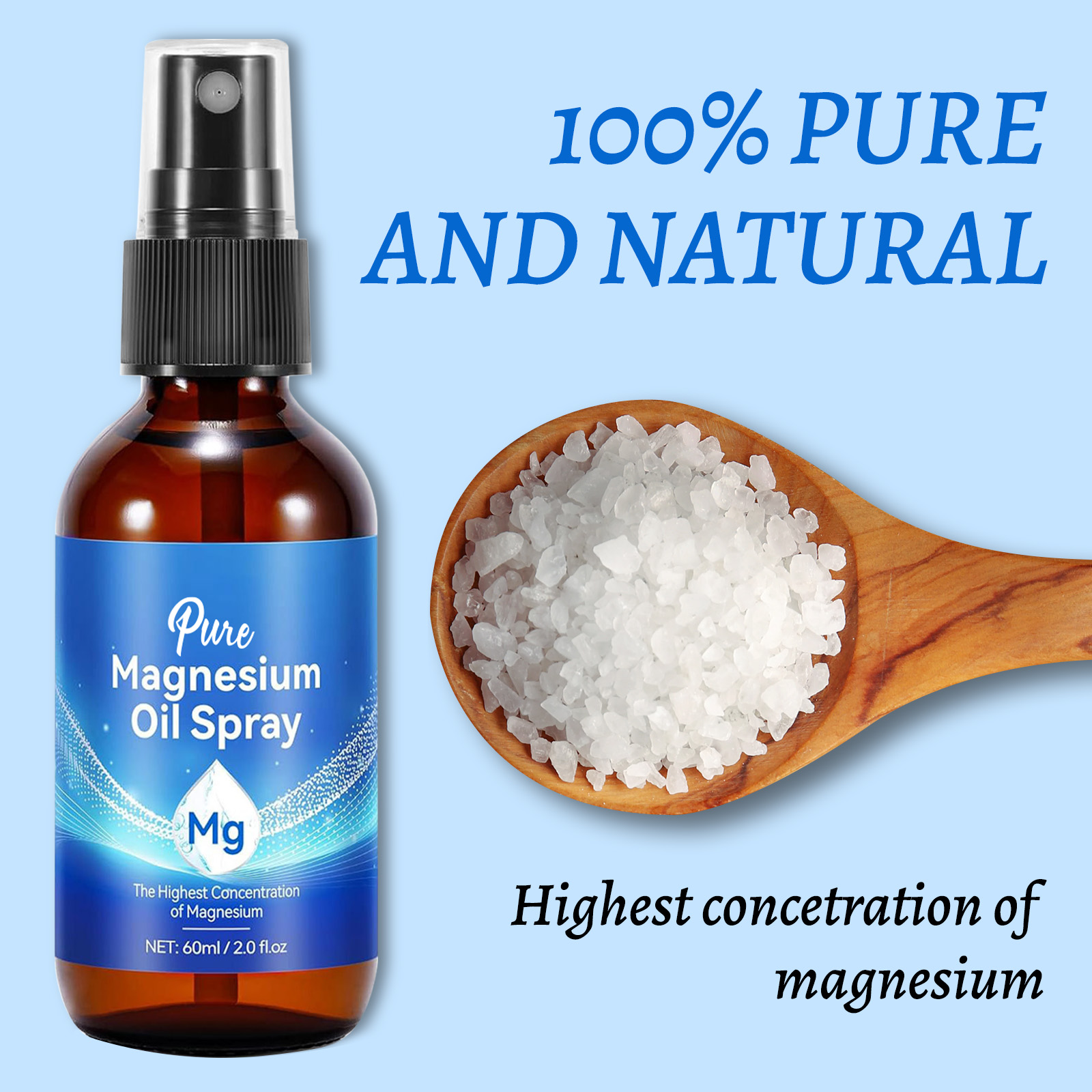 น้ำมันแมกนีเซียมธรรมชาติ 60 มล - Bath Salts Magnesium บทวิจารณ์และราคา